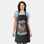 Schattig Tween Meisje Grappig Dier Luiaard Slay Me Schort (Gedragen)