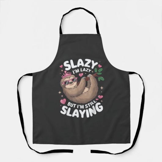 Schattig Tween Meisje Grappig Dier Luiaard Slay Me Schort (Voorkant)