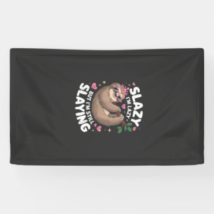 Schattig Tween Meisje Grappig Dier Luiaard Slay Me Spandoek