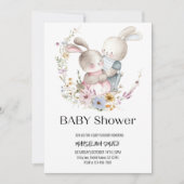 Schattig Twin Bunnies Baby shower Kaart (Voorkant)