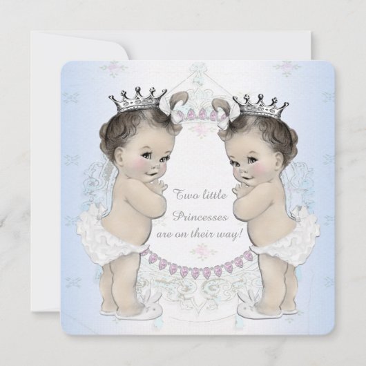 Schattig Twin Girl Baby shower Kaart (Voorkant)