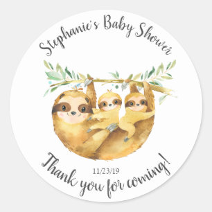 Schattig Twins Sloth Baby shower Favor Sticker