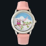 Schattig Uil Meisje Op Een Tak Horloge<br><div class="desc">Een schattig horloge met schattige meisje uil op een tak. Maakt een geweldig cadeau! Personaliseer met uw eigen speciale tekst. Overeenkomende objecten beschikbaar in onze winkel. Enkele afbeeldingen van AMBillustrations op www.etsy.com/shop</div>
