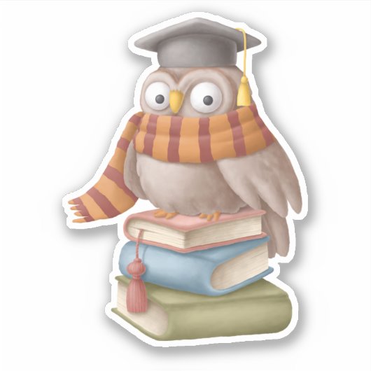 Schattig uil schoolboek leuk lezen sticker (Voorkant)