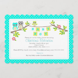 schattig uilen jongen baby shower uitnodiging