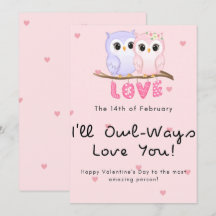 Schattig uilenkoppel Valentijnsdag
