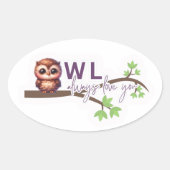Schattig uilenontwerp ovale sticker (Voorkant)