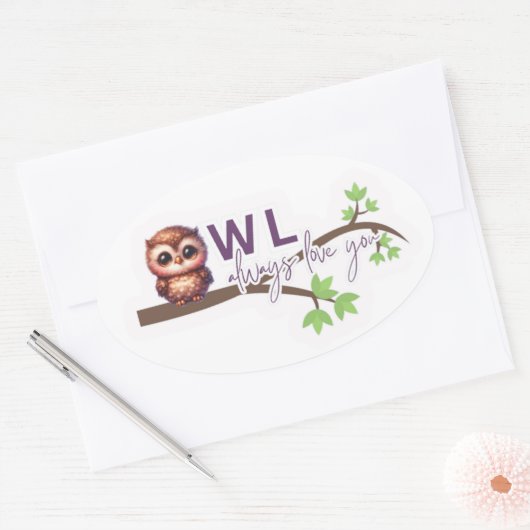 Schattig uilenontwerp ovale sticker (Envelop)