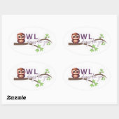 Schattig uilenontwerp ovale sticker (Vel)