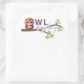 Schattig uilenontwerp ovale sticker (Tas)