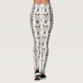 Schattig Uilenpatroon Op Wit Leggings (Achterkant)