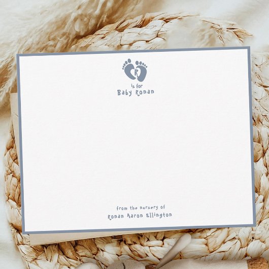 Schattig uit de kinderkamer van Blauwe Monogram Notitiekaartje