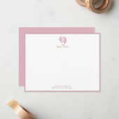 Schattig uit de kinderkamer van Roze Monogram Notitiekaartje (Voorkant / Achterkant in situ)