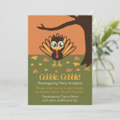 Schattig uitnodiging tot Thanksgiving Turkije (Staand voorkant)