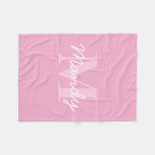 Schattig uitziende cursieve naam & monogram | Roze Fleece Deken (Voorkant (Horizontaal))