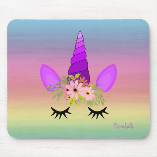 Schattig Unicorn Face, kleurrijk - persoonlijk Muismat (Voorkant)