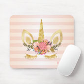 Schattig Unicorn Face, Stripes - Gepersonaliseerd Muismat (Met muis)