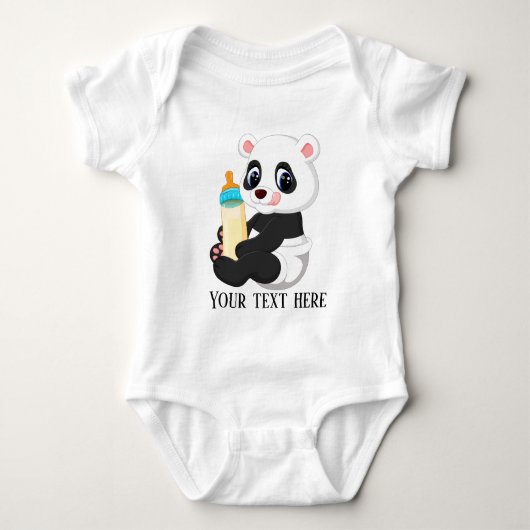 schattig unisex Panda beer voegt tekst toe Romper (Voorkant)
