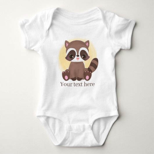 schattig unisex raccoon voegt tekst toe romper (Voorkant)