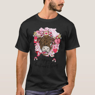 Schattig Vaarzen Highland Rund Westerse Valentijns T-shirt