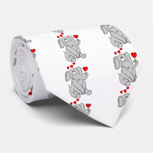 Schattig Valentijn Elephant Character Stropdas (Opgerold)