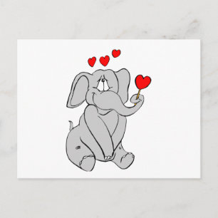 Schattig Valentijn Karakter Cute Elephant Hearts Feestdagenkaart