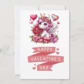 Schattig valentijnsdag eenhoorn feestdagenkaart (Voorkant)