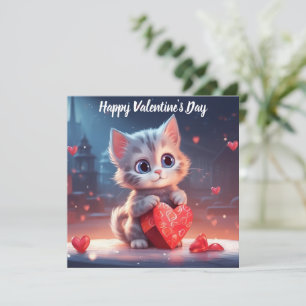 Schattig Valentijnsdag Kitten Feestdagenkaart