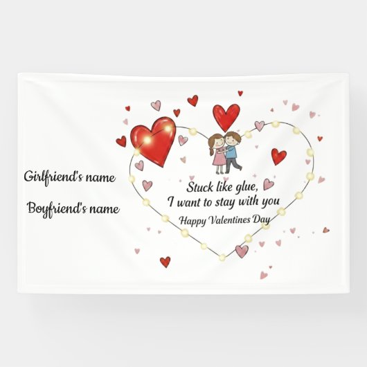 Schattig Valentijnsdag stel harten aangepast Spandoek (Horizontaal)