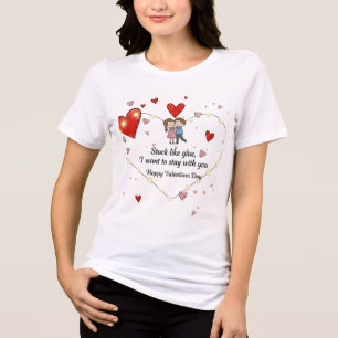 Schattig Valentijnsdag stel harten op maat Tri-Blend Shirt