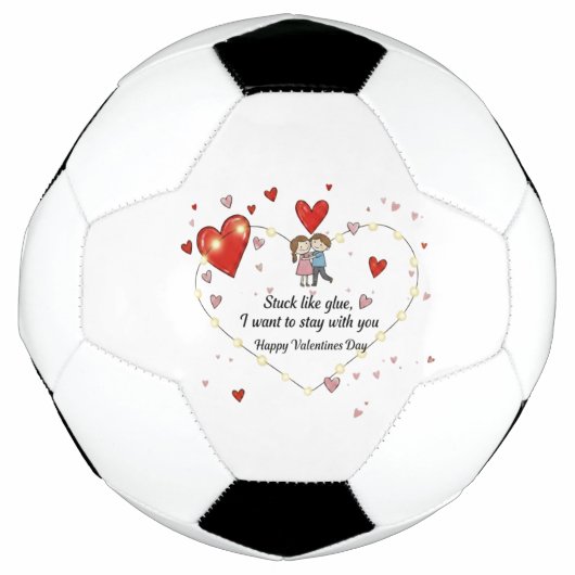 Schattig Valentijnsdag stel hartjes op maat Voetbal (Voorkant)