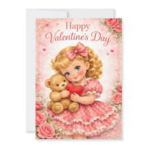 Schattig Valentijnsdagmeisje met teddybeer