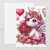 Schattig valentijnsday- eenhoorn feestdagenkaart (Voorkant / Achterkant)