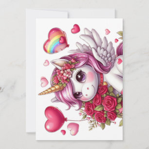 Schattig valentijnsday eenhoorn feestdagenkaart