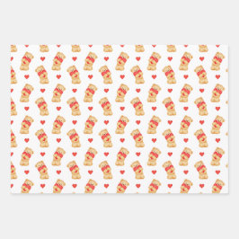 Schattig Valentijnsverpakkings papier | Teddydbeer Inpakpapier Vel