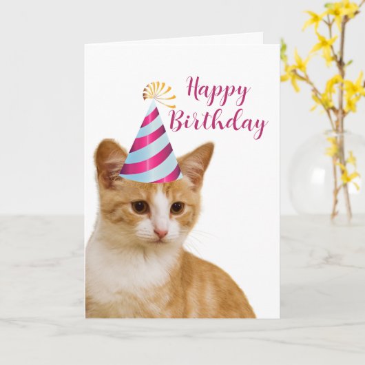 Schattig van je huisdierkat Verjaardagsgroet  Kaart (Gele Bloem)
