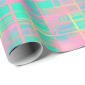 Schattig Vaporwave Poolcore Roze Cyaan Rasterpatro Cadeaupapier (Rol Hoek)