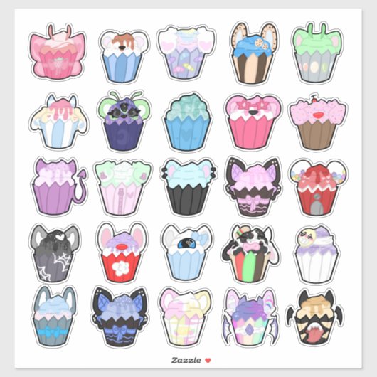 Schattig Variety Pack van Cupcake Stickers (Vel)