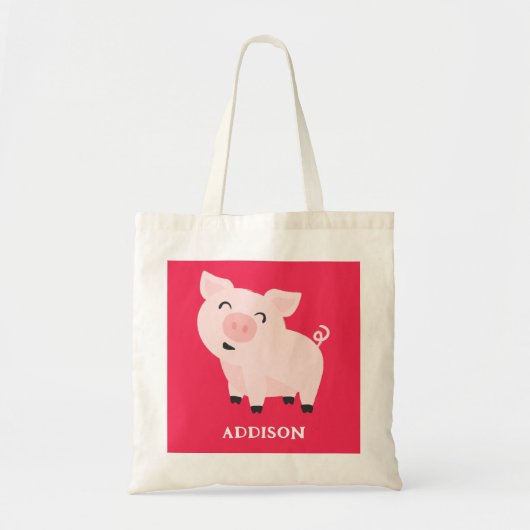 Schattig Varken Boerderij Dier Floral gepersonalis Tote Bag (Voorkant)