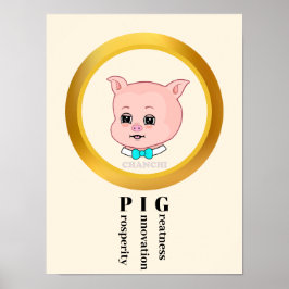 Schattig varken cartoon poster