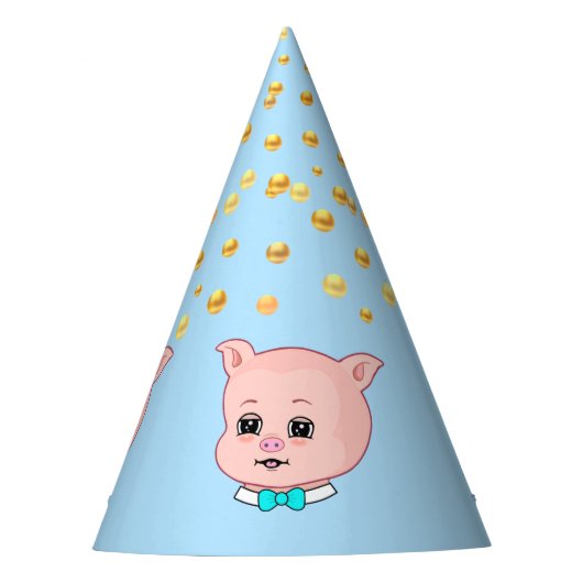 Schattig varken & confetti feesthoedjes (Voorkant)
