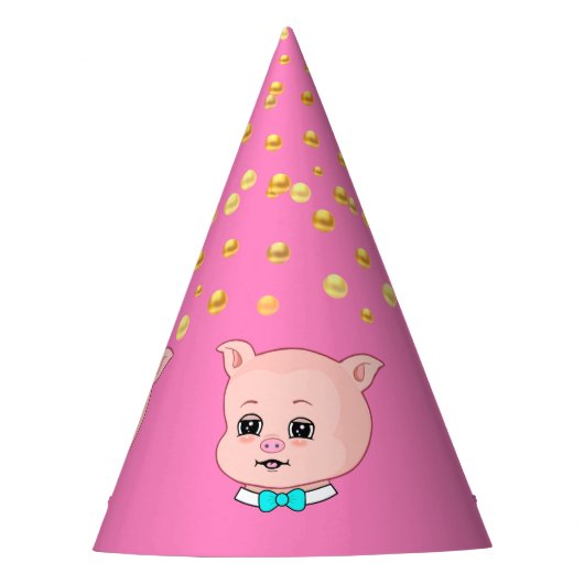 Schattig varken & confetti feesthoedjes (Voorkant)