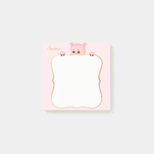 Schattig varken en gepersonaliseerde tekst post-it® notes