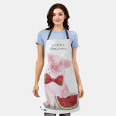 Schattig varken eten watermeloen monogram schort (Gedragen)