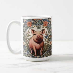 Schattig varken geïnspireerd door William Morris Koffiemok
