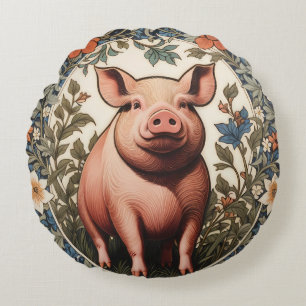 Schattig varken geïnspireerd door William Morris Rond Kussen