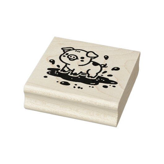 Schattig varken in de modder rubberstempel (Stempel)