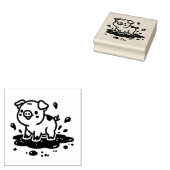 Schattig varken in de modder rubberstempel (Gestempeld)