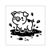 Schattig varken in de modder rubberstempel (Afrduk)