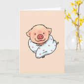 Schattig varken in een deken kaart (Gele Bloem)